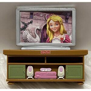 2008 Fisher Price Loving Family Dollhouse Furniture Television TV Console DVD